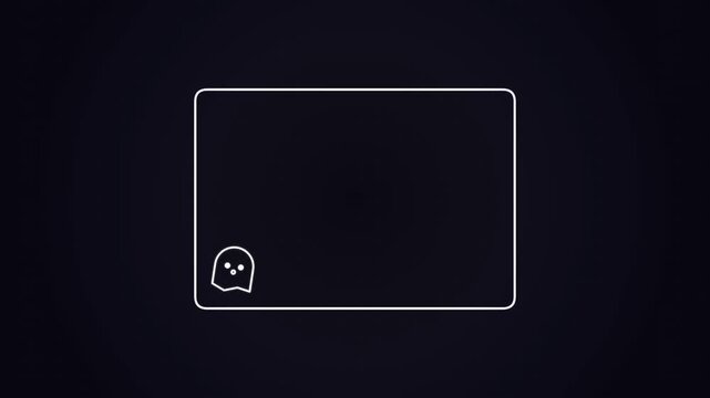 Abstract Ghost Trapped Inside Glowing Geometric Box Outline