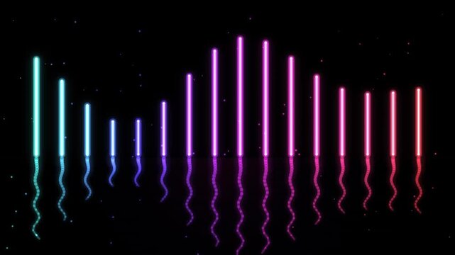 Neon Glowing Audio Spectrum Equalizer with Floor Reflection