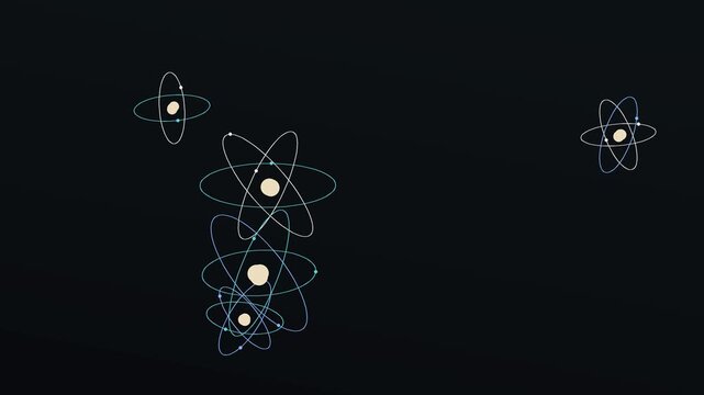 Seamless soft blackboard teal atom background loop