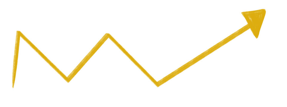 Golden zigzag arrow on transparent background