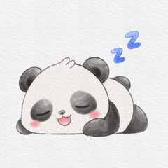 Cute Sleeping Panda Watercolor Illustration with Zzz, Hand Drawn Watercolor Illustration. © Drawingwith