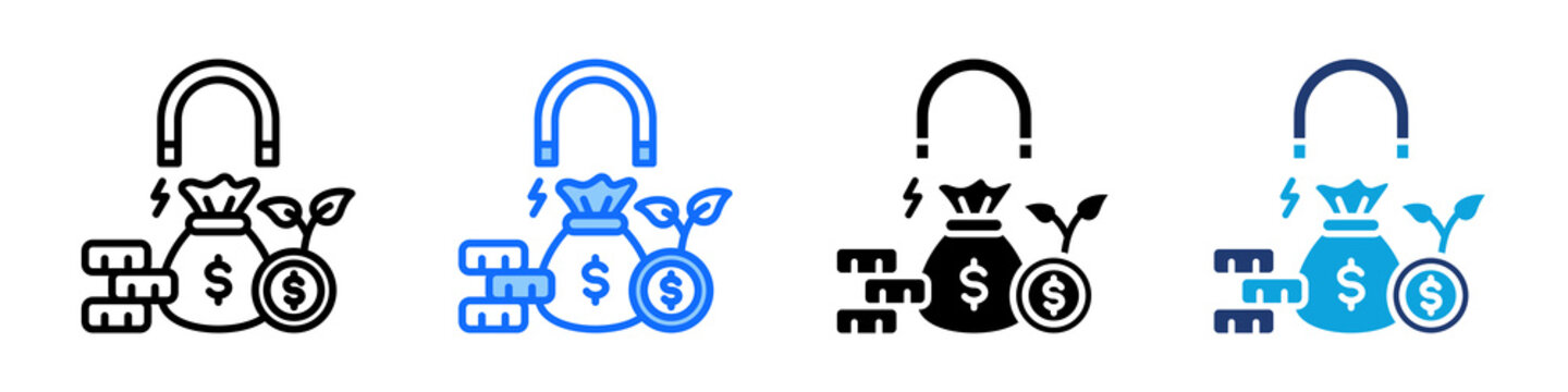 Investment Attraction Icon Set Multi Style Vector Illustration