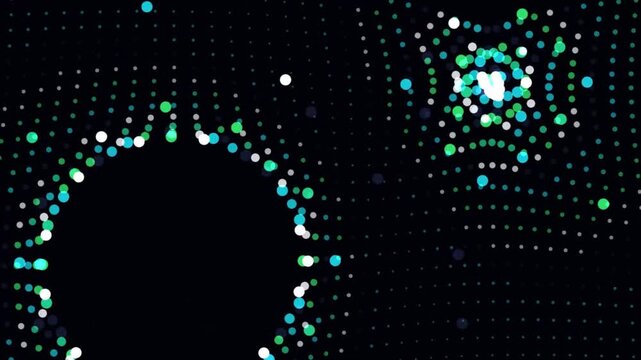 Ferrofluid Sculpture ferrofluid magnetic dipole field kinetic dot sculpture stock motion video rendered with BIOLUMINESCENT GREEN electromagnetic particle graphics. 