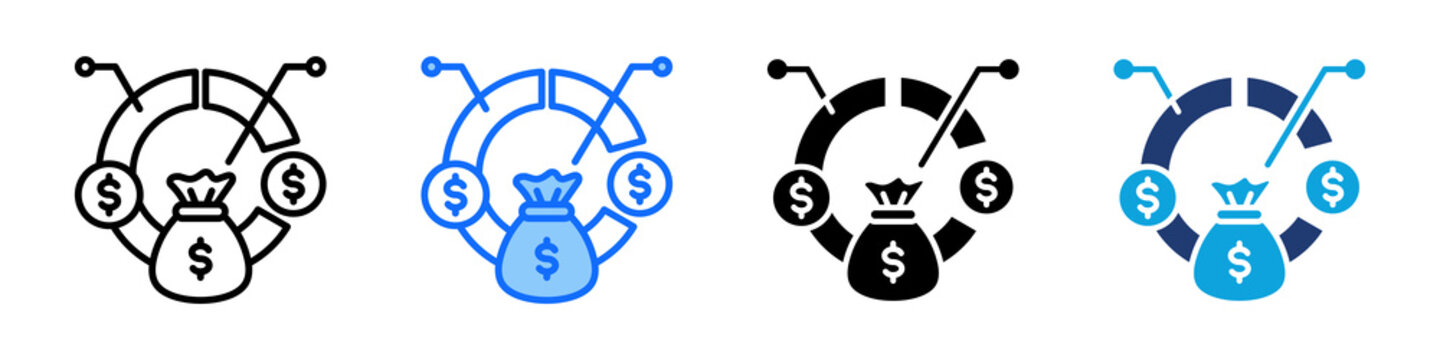 Asset Allocation Icon Set Multi Style Vector Illustration