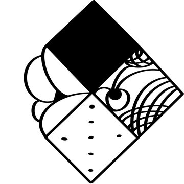 Abstract pattern icon featuring diamond shapes in black, white.