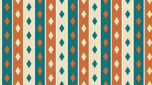 Soft bohemian teal ikat pattern background seamless loop