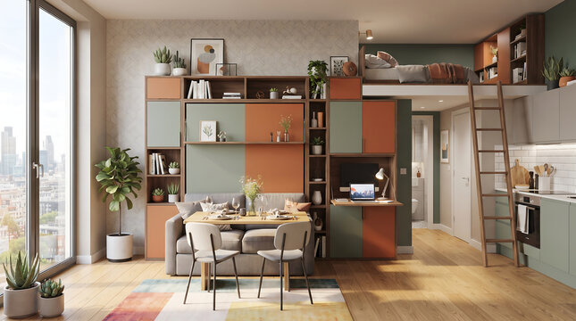 Modern small-space living concept showing how one compact interior can provide multiple everyday functions