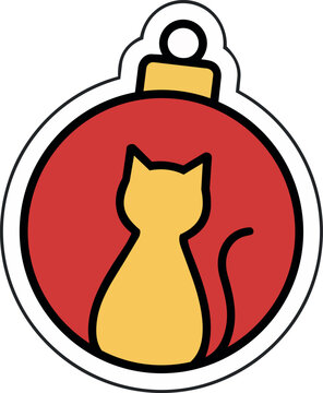 Christmas Ornament Gift Tag with Cat Silhouette