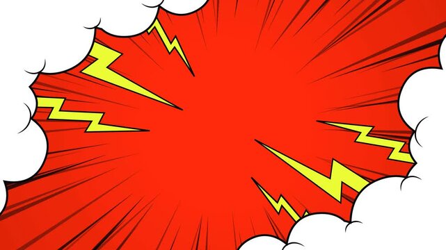 Anime animation, fast motion lines, video overlay template, manga style comic speed lines background, flashes of explosions and fast action, concentrated lines.