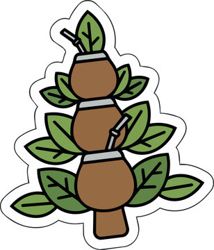 Christmas Tree Gift Tag Made of Yerba Mate Gourds and Leaves
