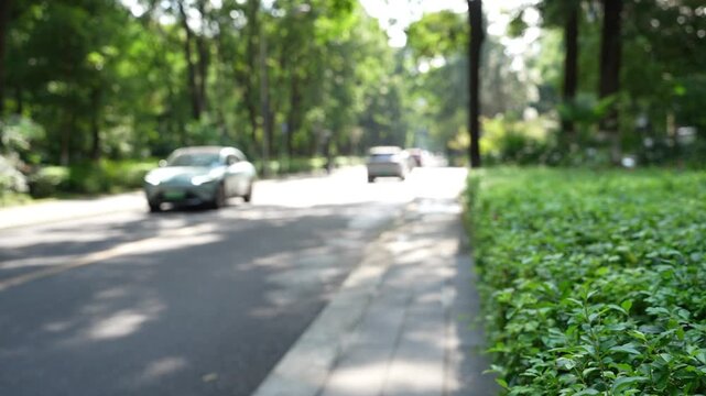 Out of focus traffic on the road