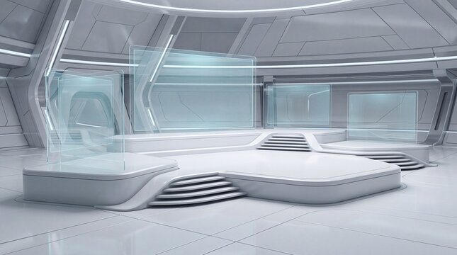 Futuristic Interior Space with Minimalist Architecture Design