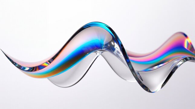 Liquid Glass Wave with Rainbow Iridescent Colors