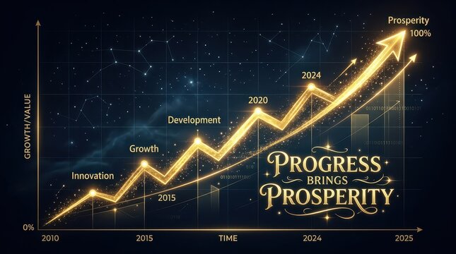 Financial Growth Chart Showing Progress and Prosperity with Upward Trend and Data Visualization