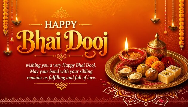 creative poster illustration of bhai dooj with Indian festival background