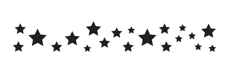 Obraz premium Black Star Border Silhouette Vector Frame and Horizontal Banner Isolated on White Background