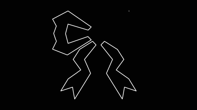 Minimalist white line animation drawing elegant ribbon bow icon isolated on black background for graphic design projects.