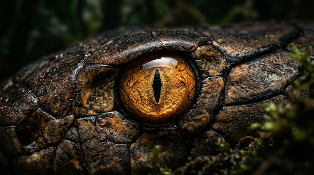 Macro shot of snake eye, slithering reptile, wild nature, reptilian iris detail