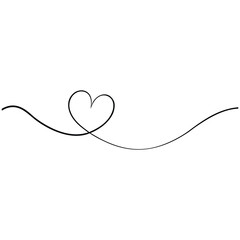Fototapeta premium Simple One Line Art Heart Swirl Calligraphy Vector Icon for Love Concept Design