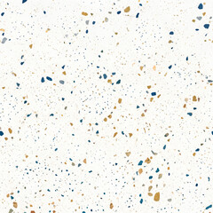Fototapeta premium Abstract Subtle Terrazzo Stone Texture Background with Tiny Speckles in Navy and Gold on White
