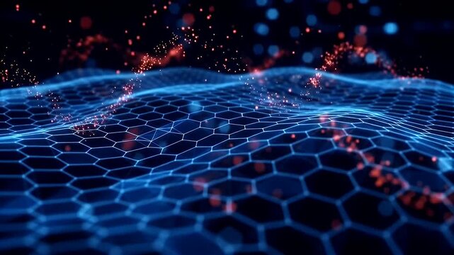 Futuristic Digital Cyber Network Data Grid Technology Wave Background