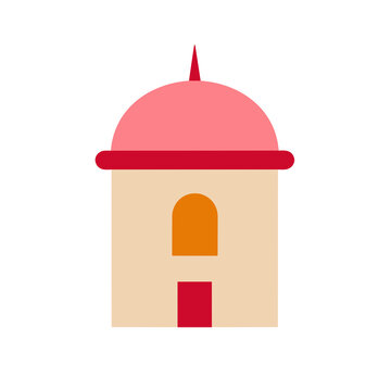 Flat illustration of a stylized building with a dome