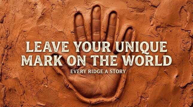 Handprint in Clay with Inspirational Text: Leave Your Unique Mark on the World