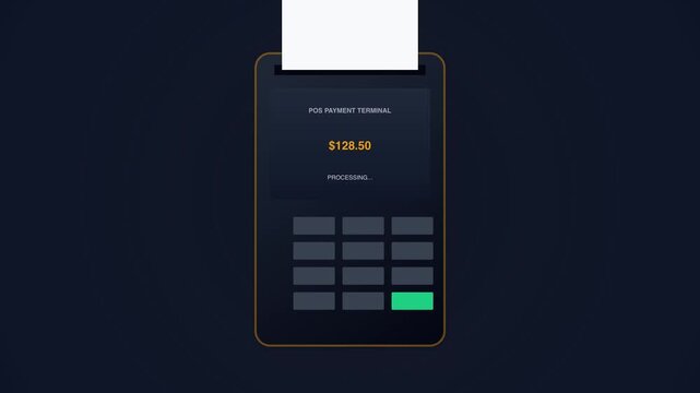 POS terminal digital payment transaction processing vector animation.