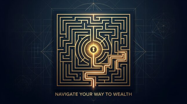 Golden Maze with Keyhole Symbol at Center, Navigating Towards Success and Wealth