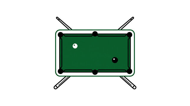 Billiard table with cues and balls, representing a game of pool.