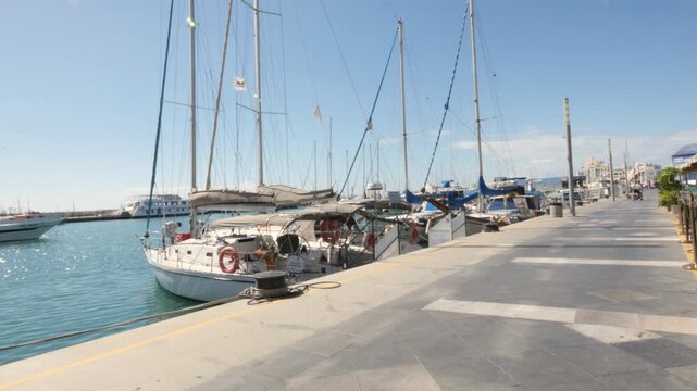 Limassol, Cyprus, 2026,4th, july, boats moored in the old port