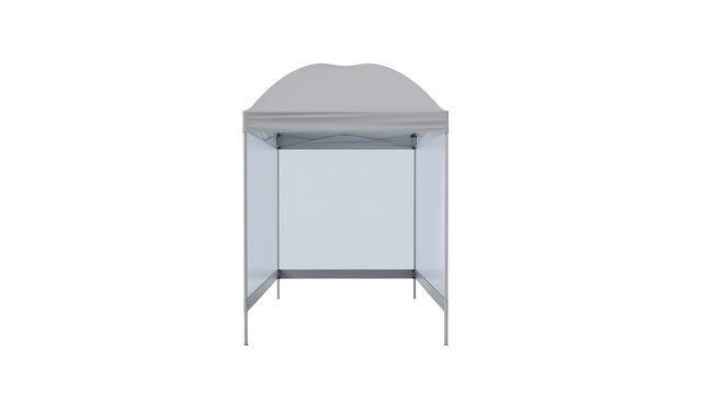 White outdoor promotional canopy tent isolated on transparent background commercial market stall mockup.