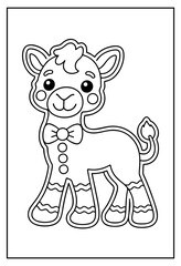 Fototapeta premium Cute llama coloring book page for kids outline drawing art vector graphic design illustration template