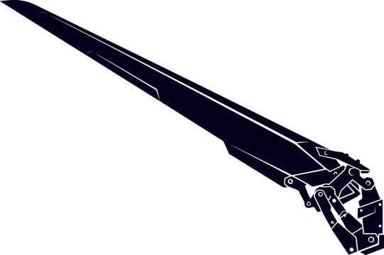 Black and white mecha sword arm vector illustration