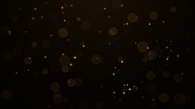 Golden dust particles float in dark atmospheric light with subtle lens flares for cinematic backgrounds