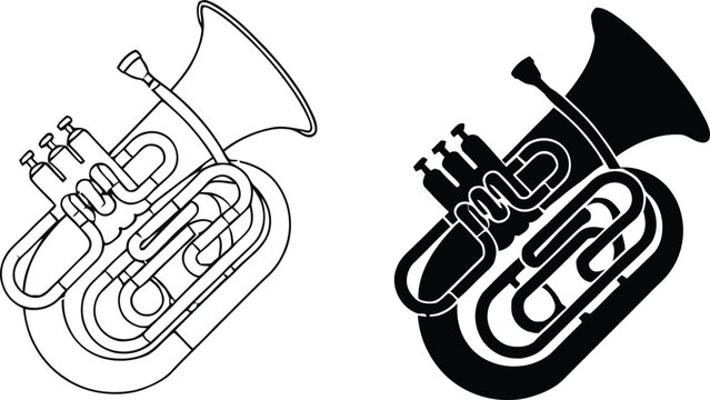 Euphonium brass musical instrument vector illustration