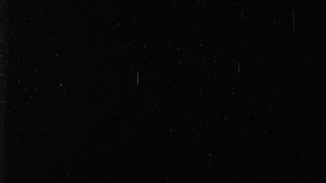 Cinematic stock video overlay featuring floating dust particles, lens flare bokeh circles, and soft light specks drifting against a solid black background