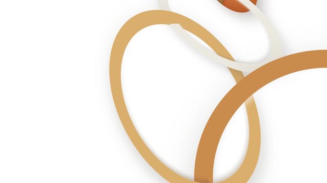 Seamless loop of a tactile 3D kinetic gyroscope with concentric wooden and brass gimbal rings rotating around a floating clay core.