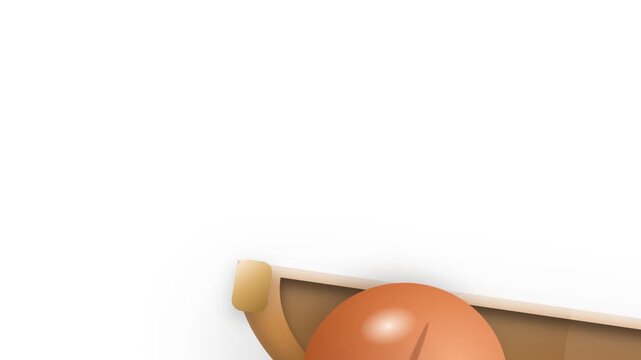 Seamless loop of a tactile 3D wooden parabolic rocker with an oscillating heavy clay sphere rolling in harmonic gravity balance.