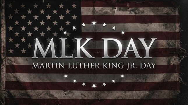 A rustic american flag background celebrating the national holiday of martin luther king jr day with elegant typography
