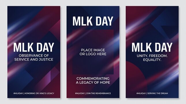 Abstract dark blue and purple background design for a professional martin luther king jr day social media post