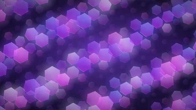 Abstract purple and violet glowing hexagonal grid background with flowing light and digital motion