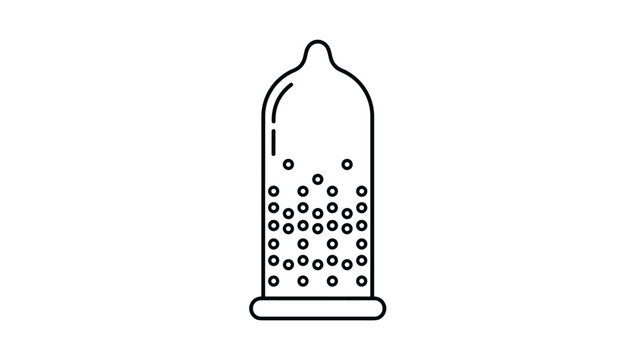 Black outline condom icon with dotted texture representing safe sex, contraception, and birth control protection.