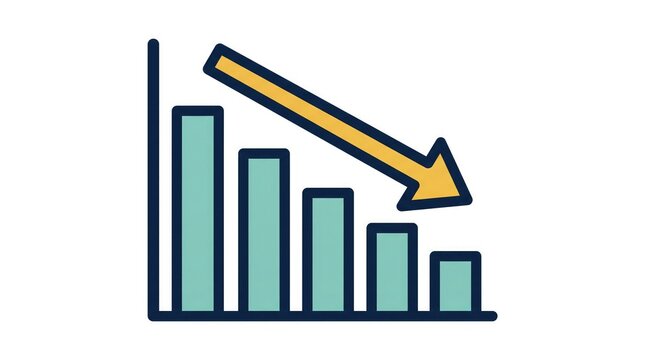 Declining bar chart icon showing negative financial performance and