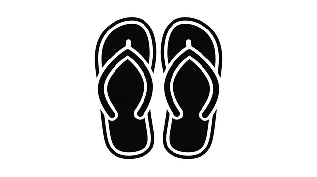 Black flip flops icon representing summer vacation and beach footwear
