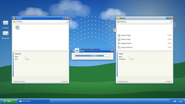 Retro Windows XP Style File Transfer Animation Loop