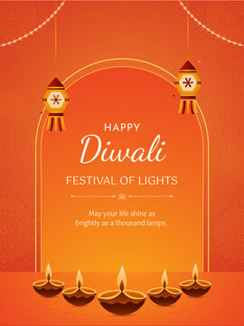 Happy Diwali Indian Festival of lights, celebration background banner, poster or web header vector illustration.