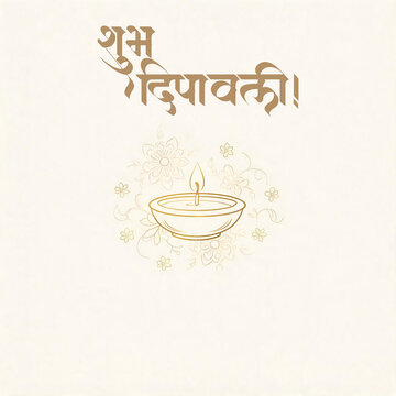 Minimal Diwali Line Drawing Design on Clean Background