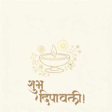 Minimal Diwali Line Drawing Design on Clean Background