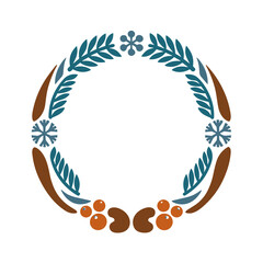 Obraz premium Decorative Wreath with Leaves and Snowflakes